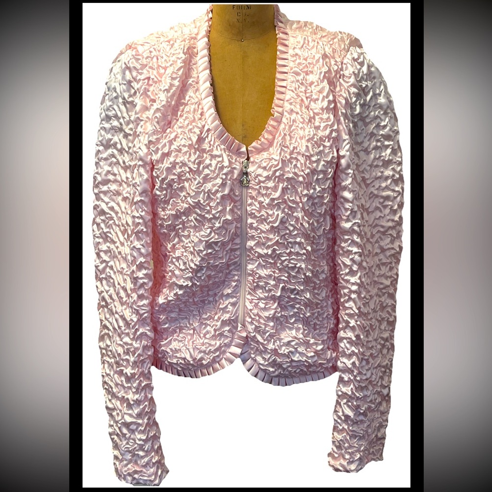 NEW Joseph Ribkoff Creations Jacket Pink Crinkle Bomber Style Size 10 NEW W TAGS